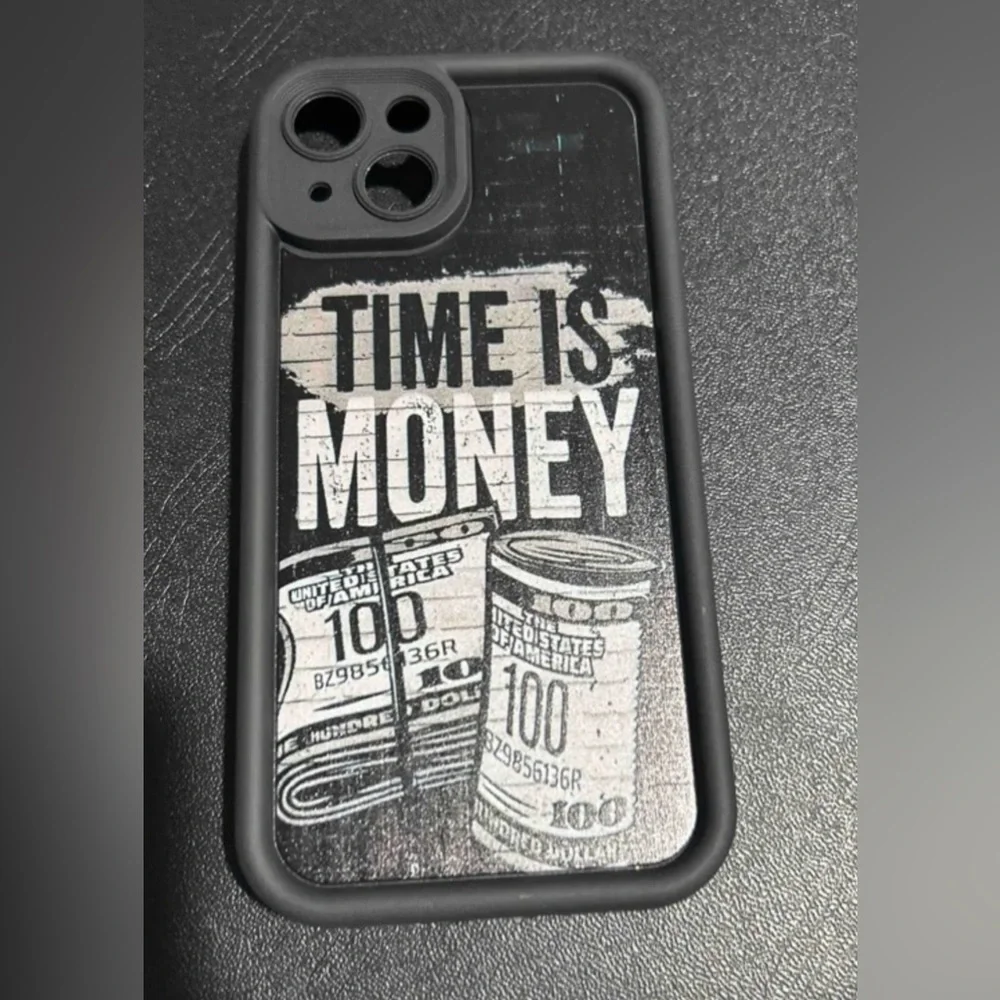 iPhone 14 Black and White 'Time is Money' Phone Case